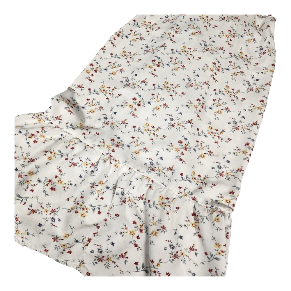 Mimi Chica White Floral Tie Strap Midi Dress Ruffle Hem‎ Sweetheart Neck Small - Picture 5 of 12
